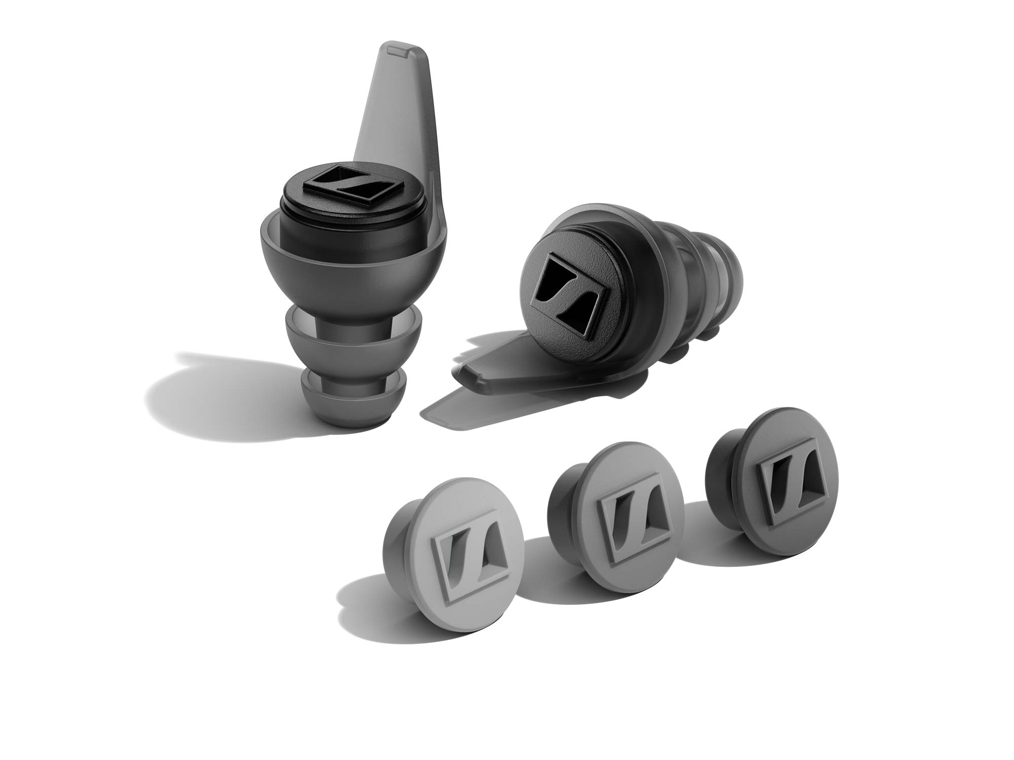 Sennheiser SoundProtex Gehörschutz-Ohrstöpsel in Grau mit drei auswechselbaren Filtereinsätzen, wiederverwendbarer Lärmschutz