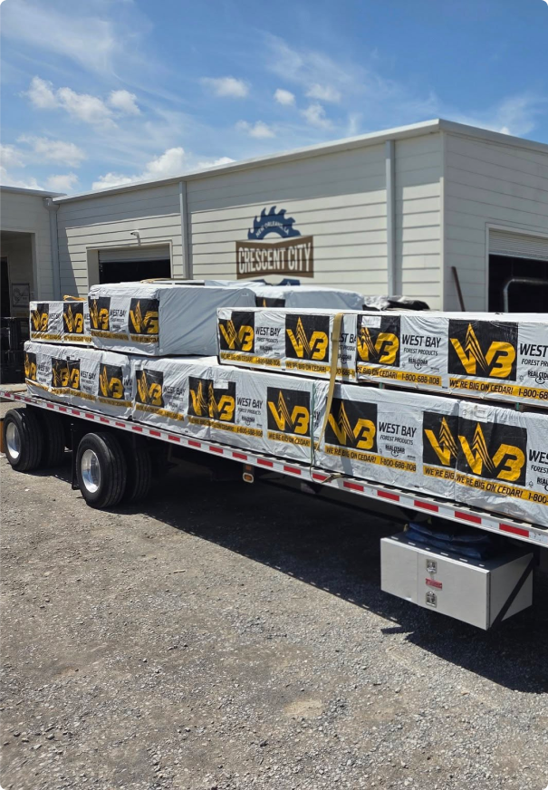 picture of lumber on truck at our warehouse