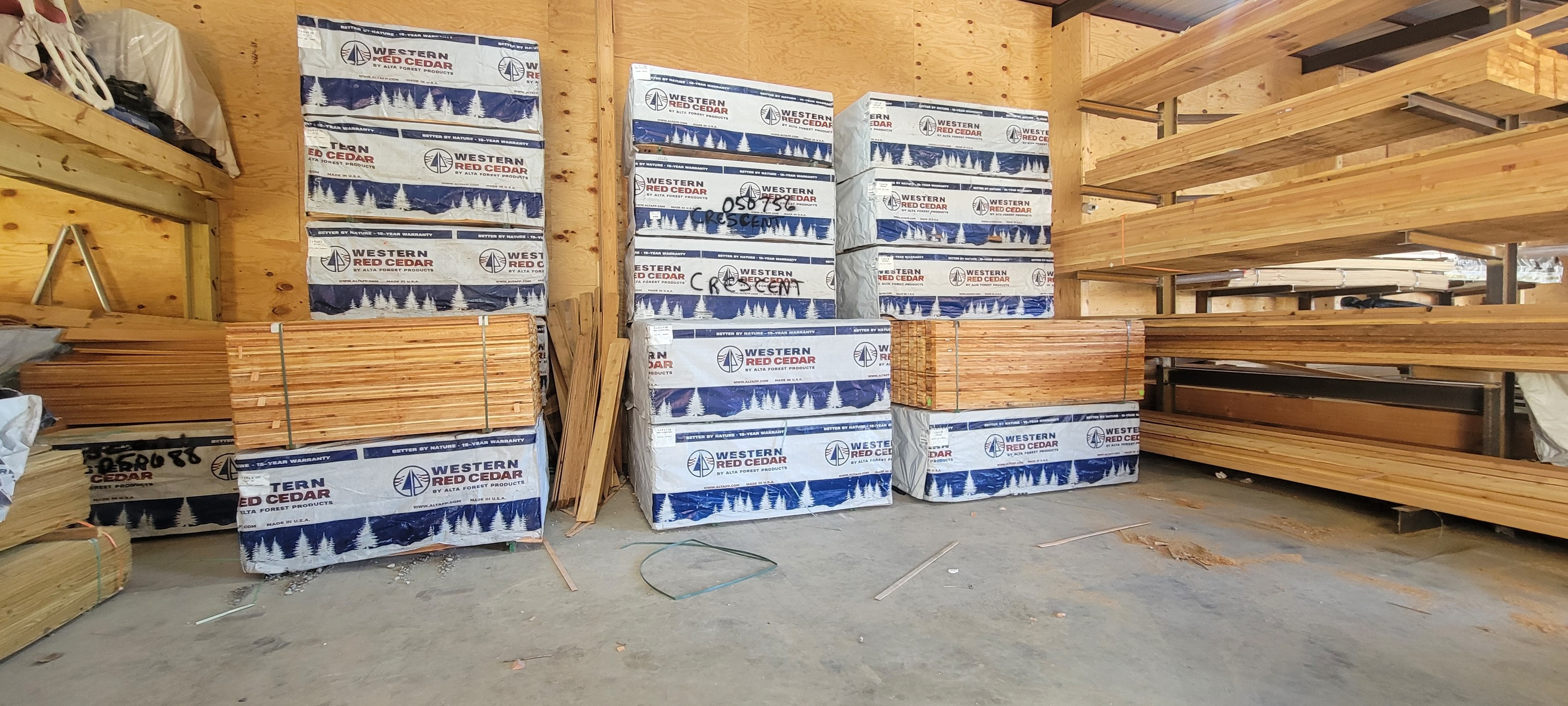 pic of our warehouse  with lumber