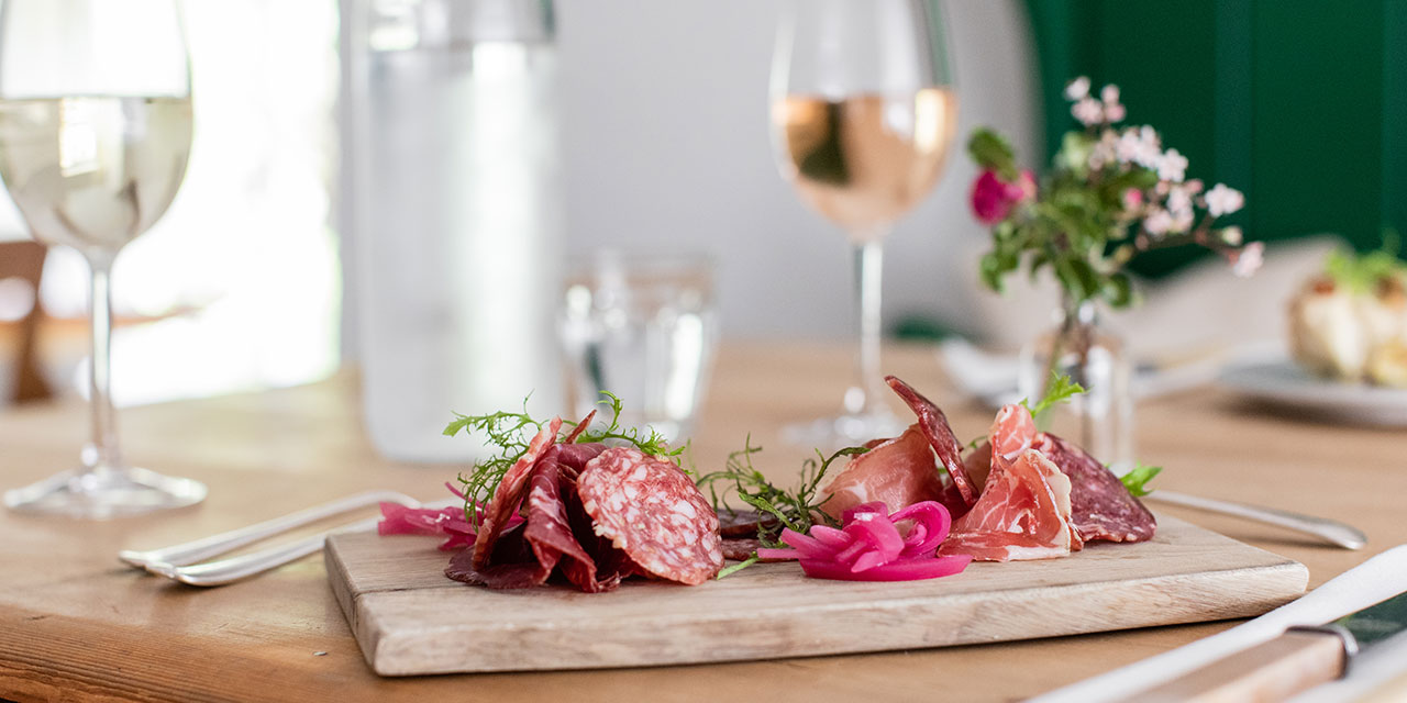 Platter of charcuterie from Rare & Pasture