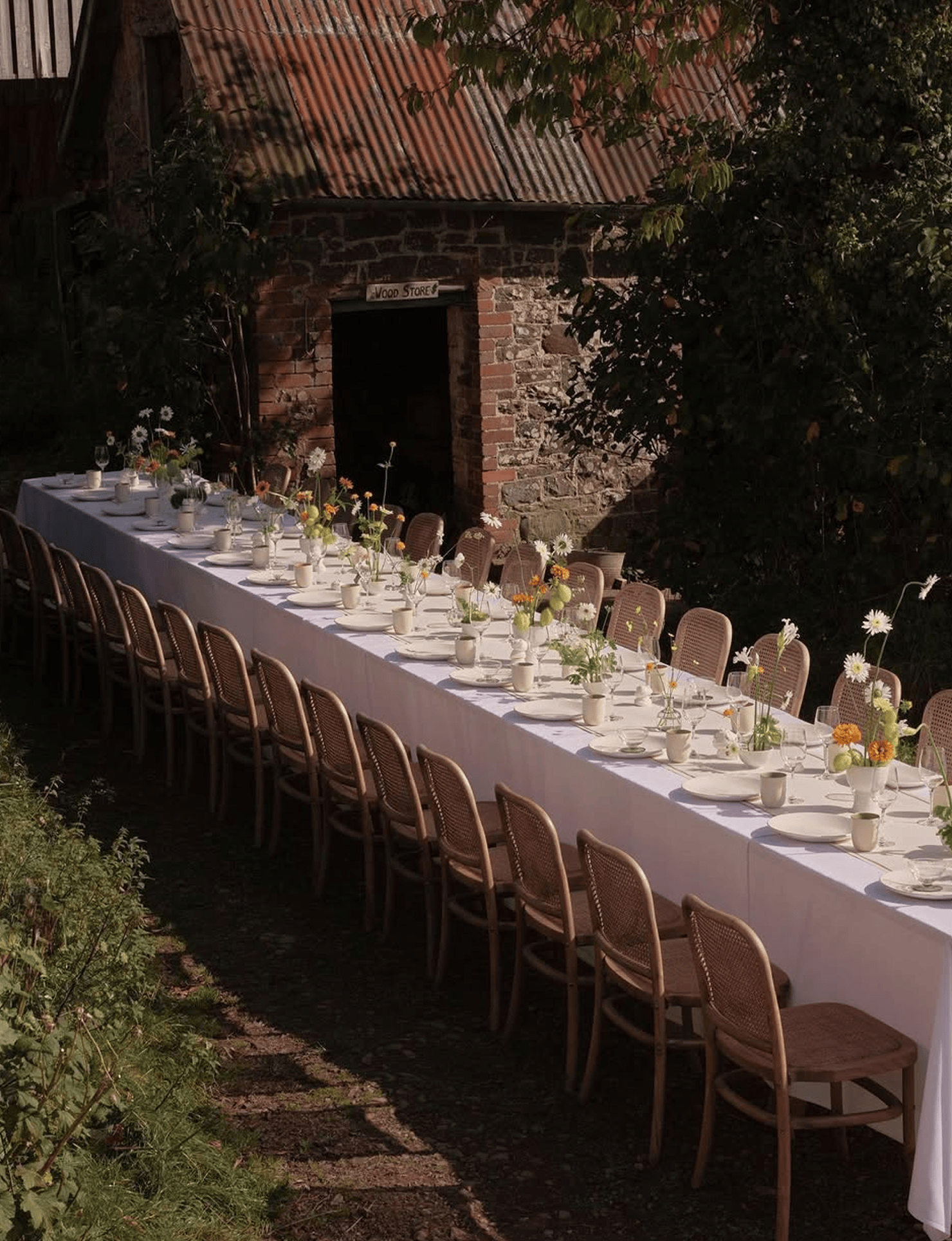 A table setting in the sun