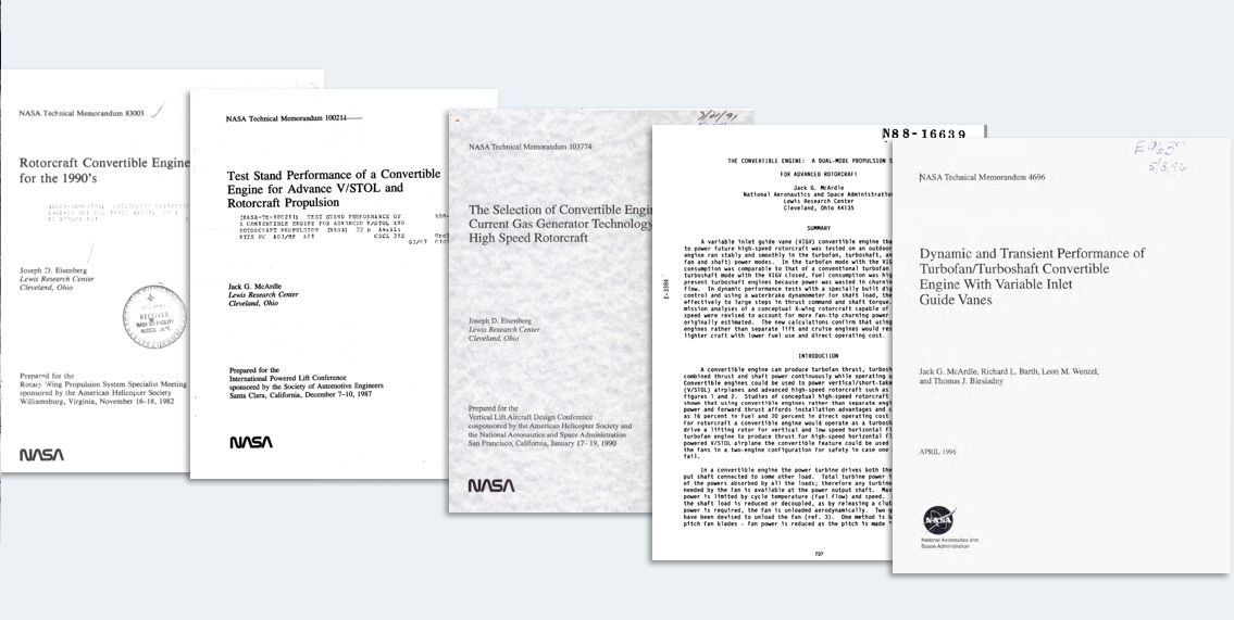 Five NASA technical reports on convertible engine performance and related technologies.