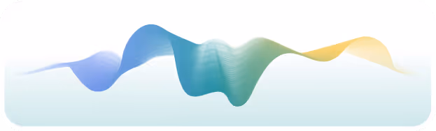 Abstract smooth wave shape transitioning from blue to green to yellow on a white background.