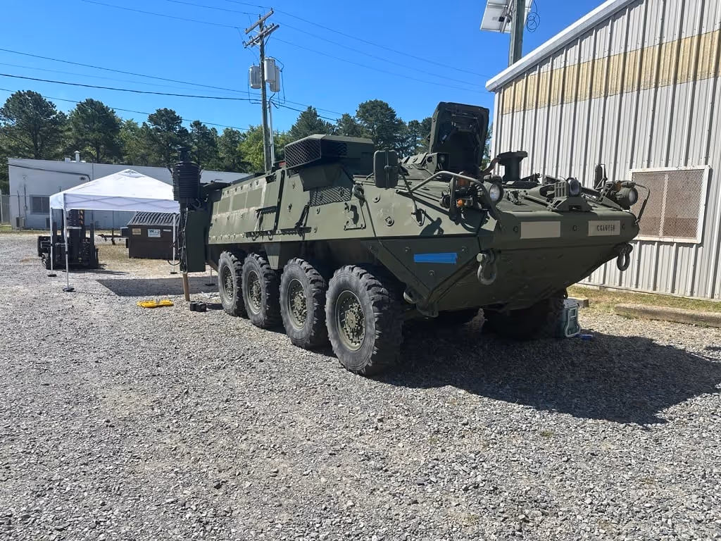 BlueSky HAPU mobile power genset mounted on a Stryker