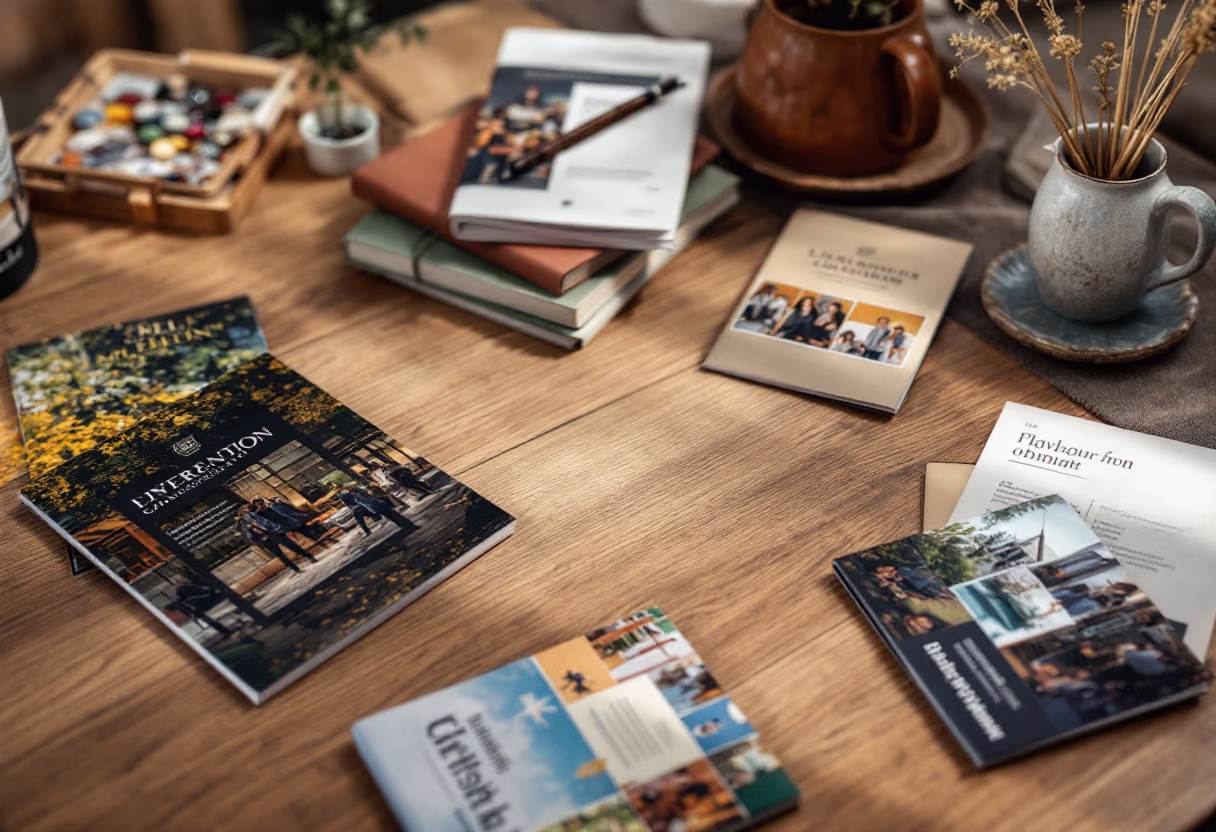 [background image] image of educational brochures (for a university)