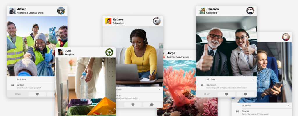 Images of JouleBug social engagement posts from users of the app. 