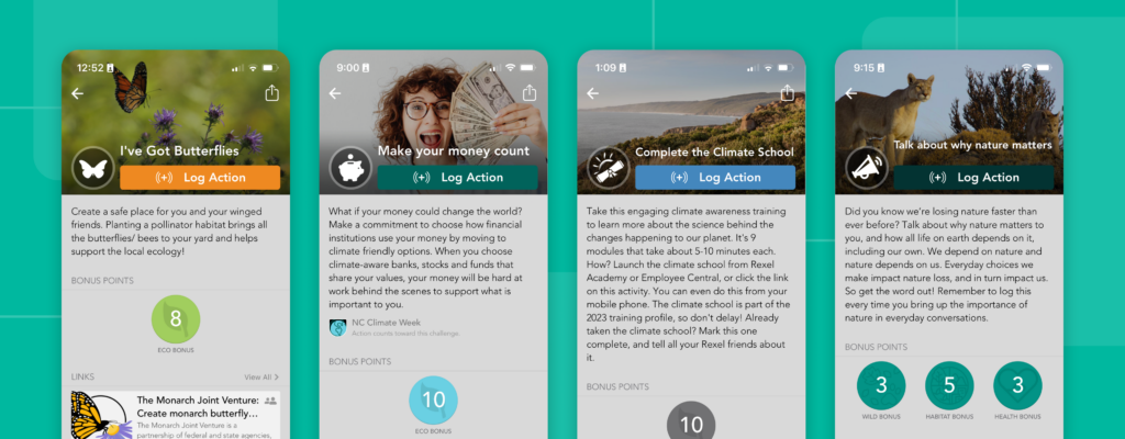 Examples of custom actions created by JouleBug clients