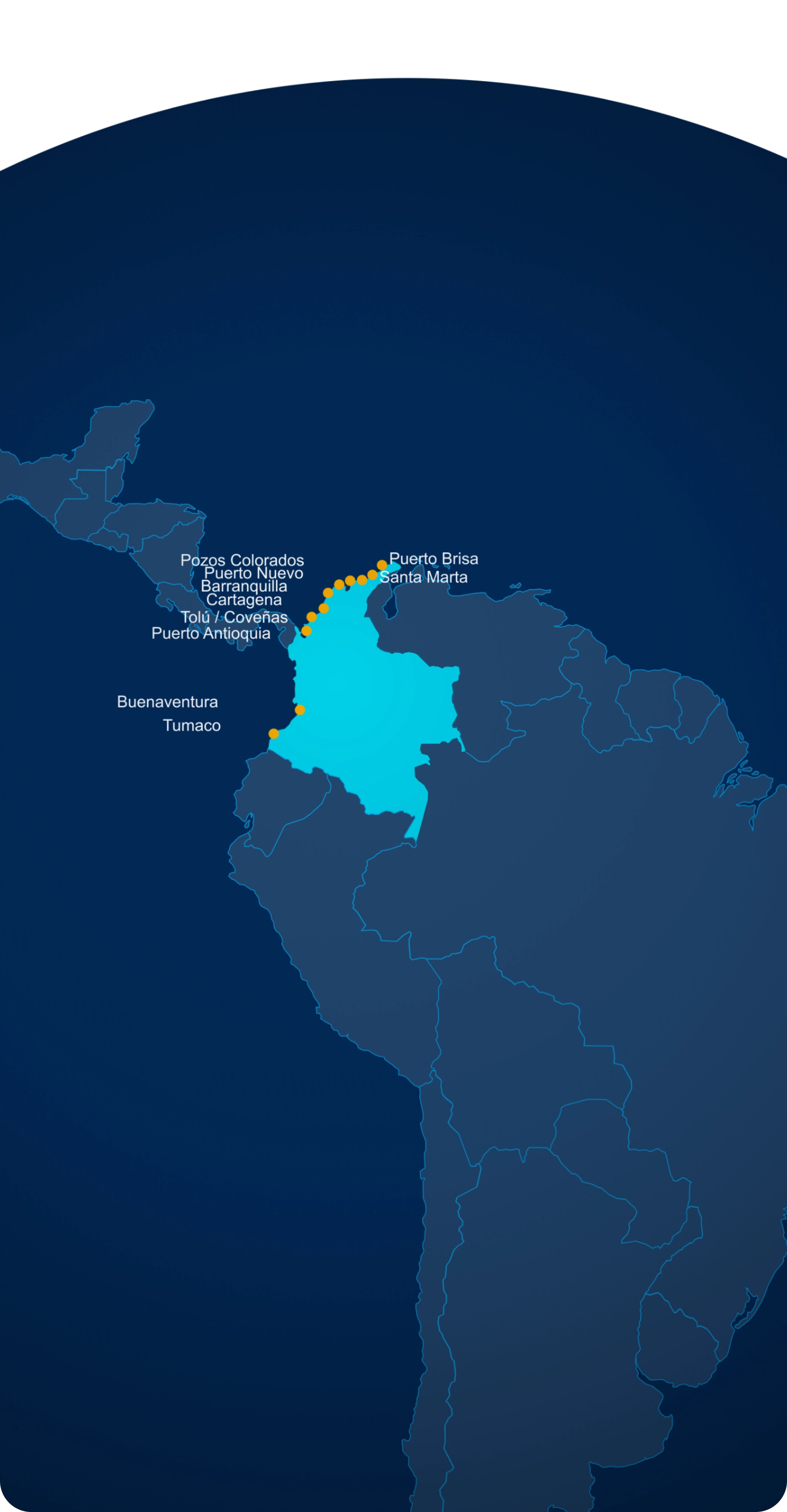 Colombia ports map