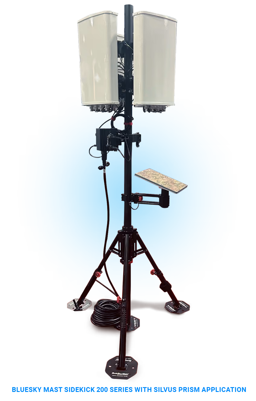 200 Sidekick Series mast deployed with a Silvus Prism radio kit