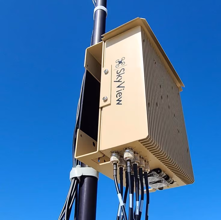 BlueSky Mast 200 Lift Series - AL2 with BlueHalo SkyView DIVR MKII UAS detection system, configuration diagram, counter-UAS application