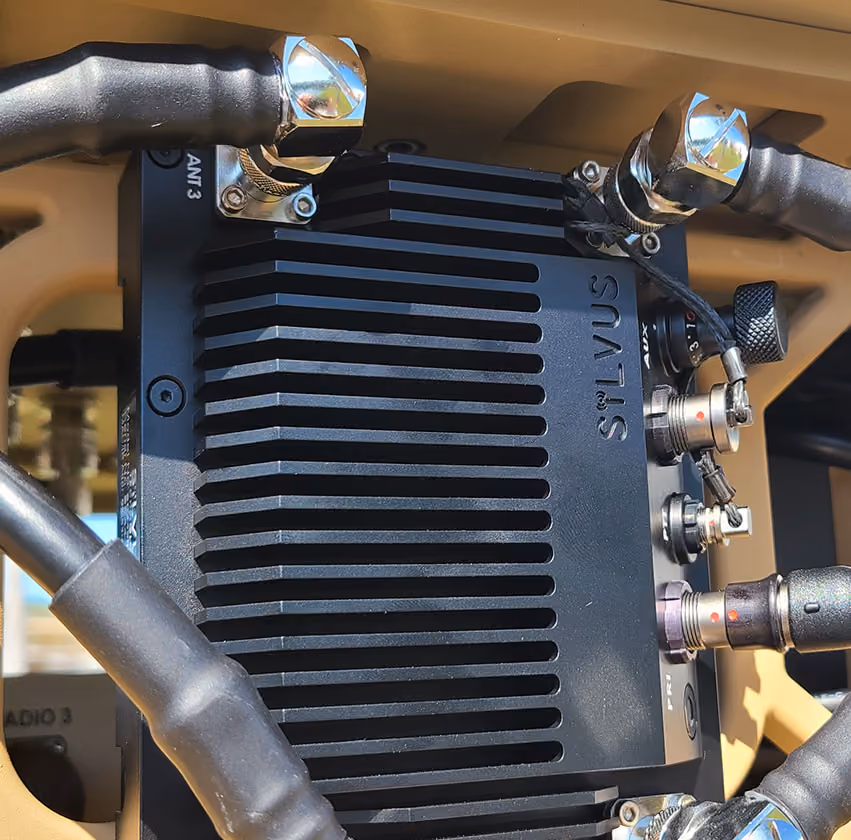 BlueSky Mast 350 Lift Series with Silvus Technologies StreamCaster MANET radio kit, key capabilities graphic, tactical communications application