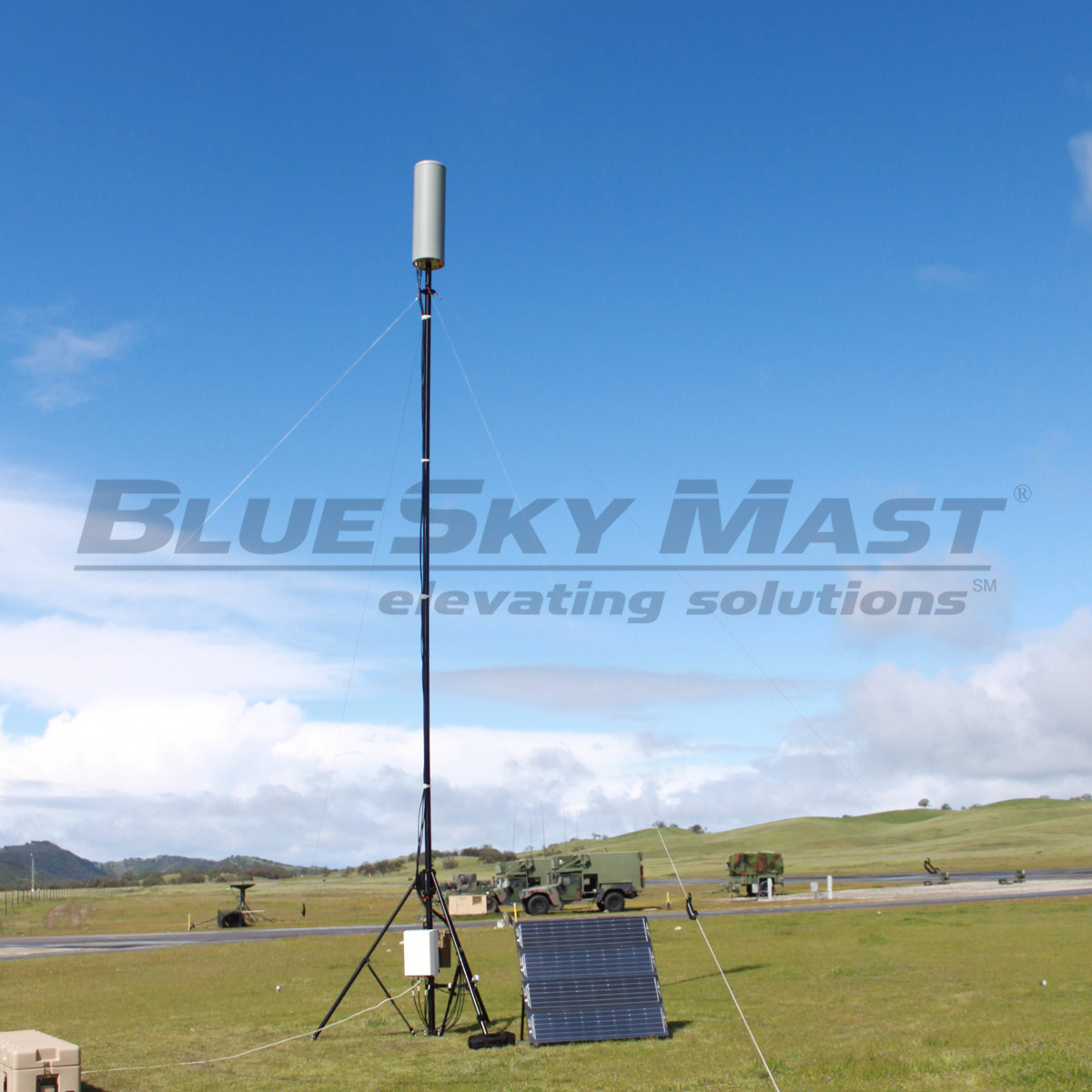 BlueSky Mast with tactical radio and wireless data payload, Tactical Communications