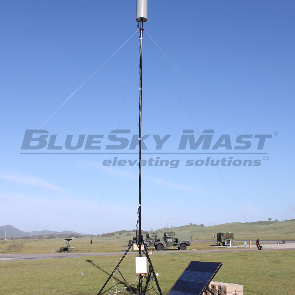 BlueSky Mast with tactical radio and wireless data payload, Tactical Communications
