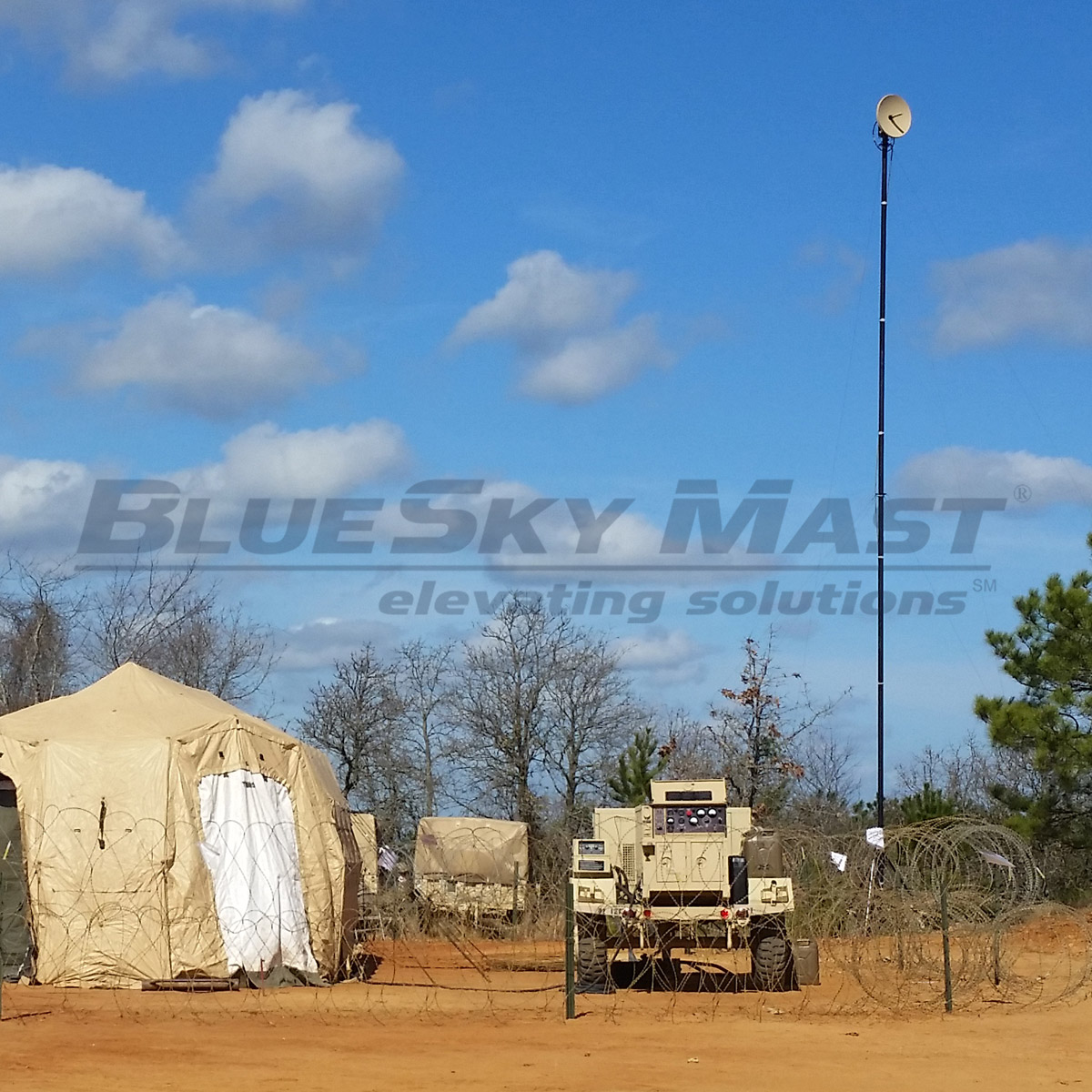 BlueSky Mast with tactical radio and wireless data payload, Tactical Communications