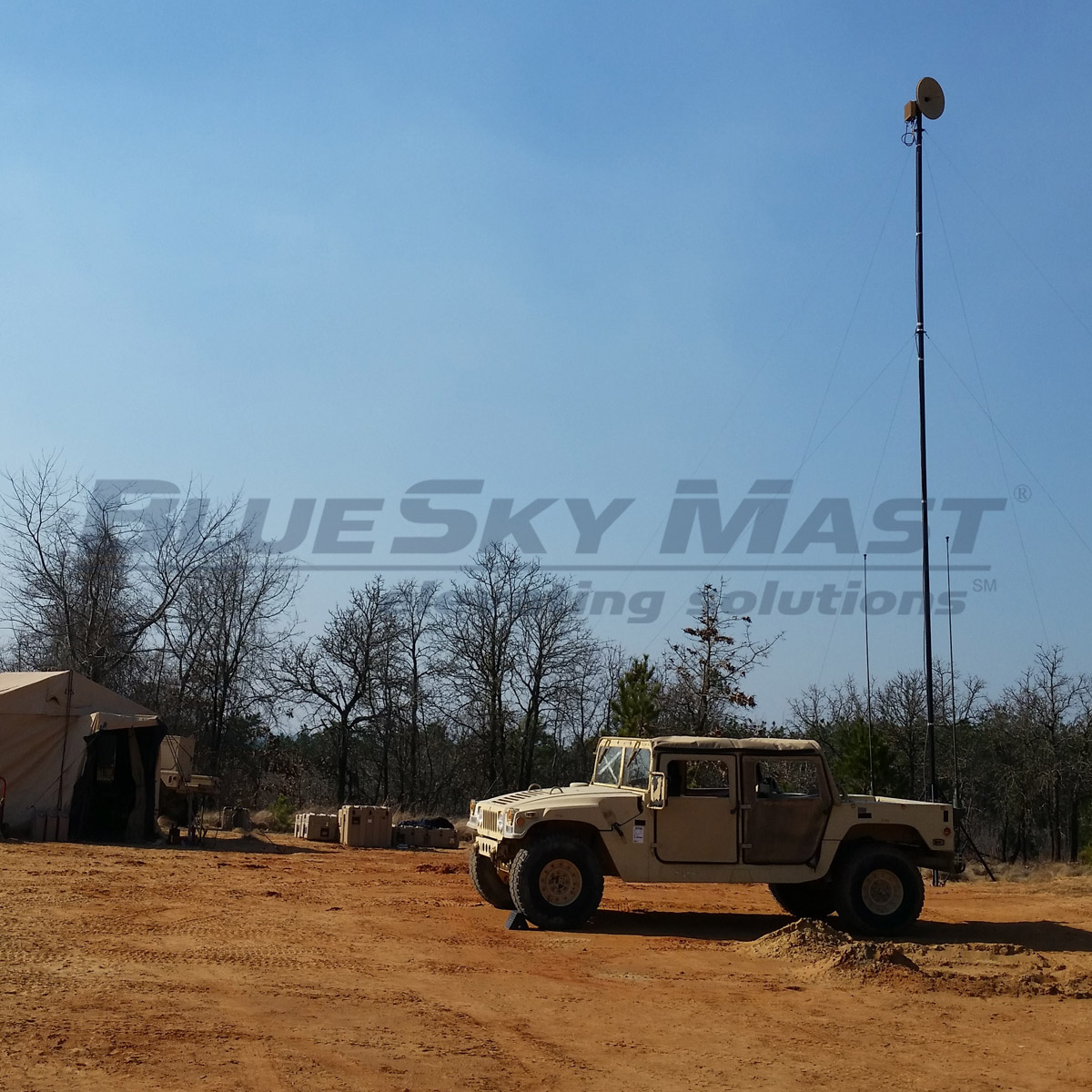BlueSky Mast with tactical radio and wireless data payload, Tactical Communications