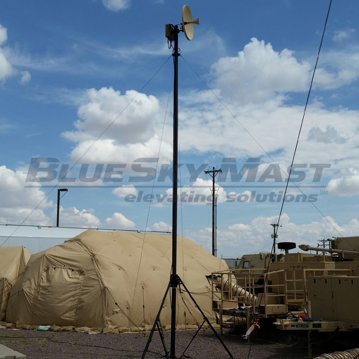 BlueSky Mast with tactical radio and wireless data payload, Tactical Communications