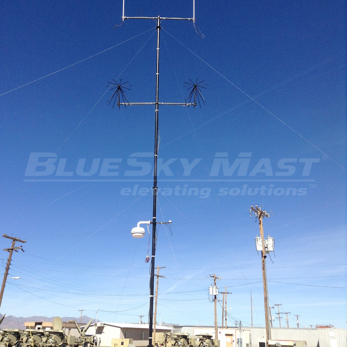 BlueSky Mast 350 Lift Series with tactical radio and wireless data payload, Tactical Communications