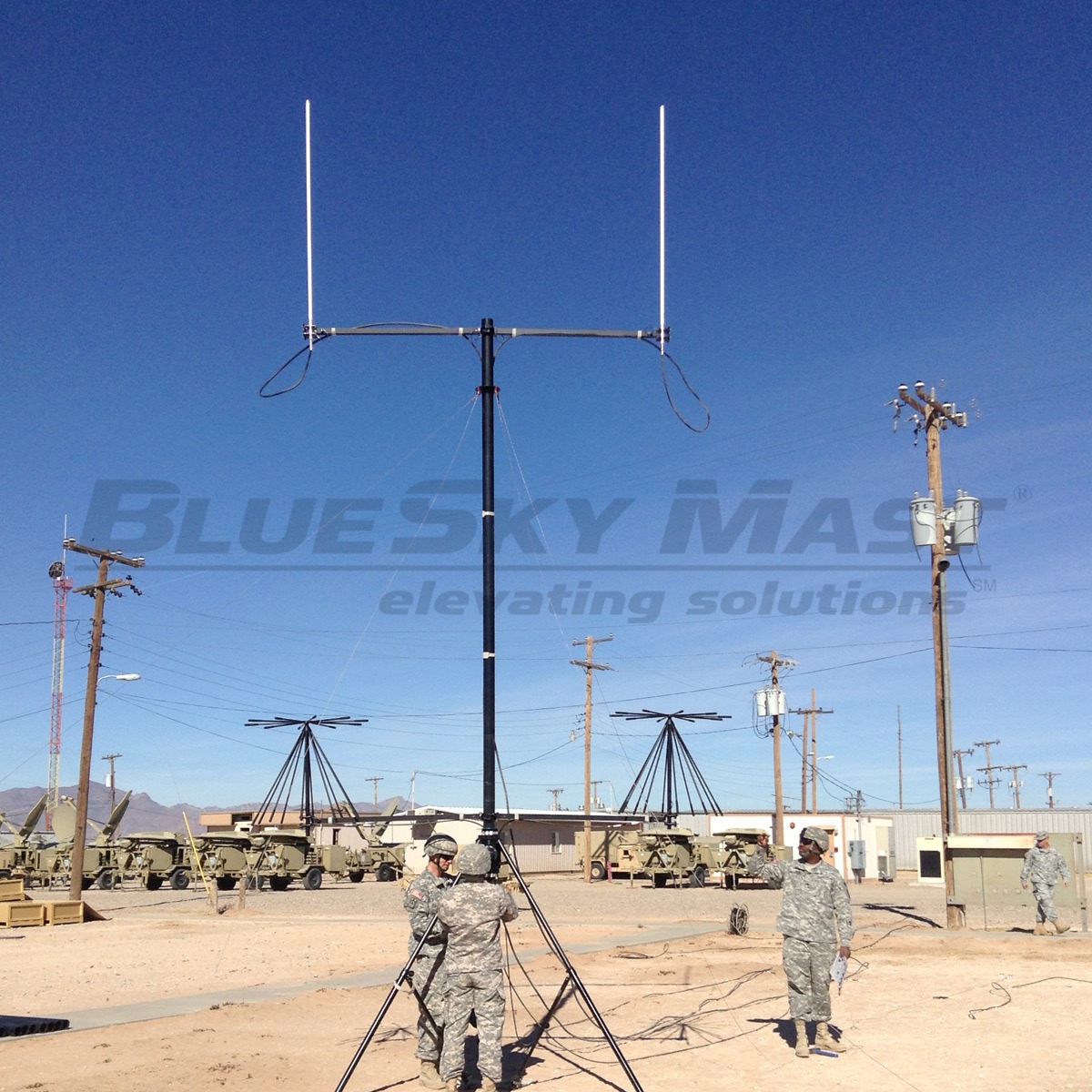 BlueSky Mast 350 Lift Series with tactical radio and wireless data payload, Tactical Communications