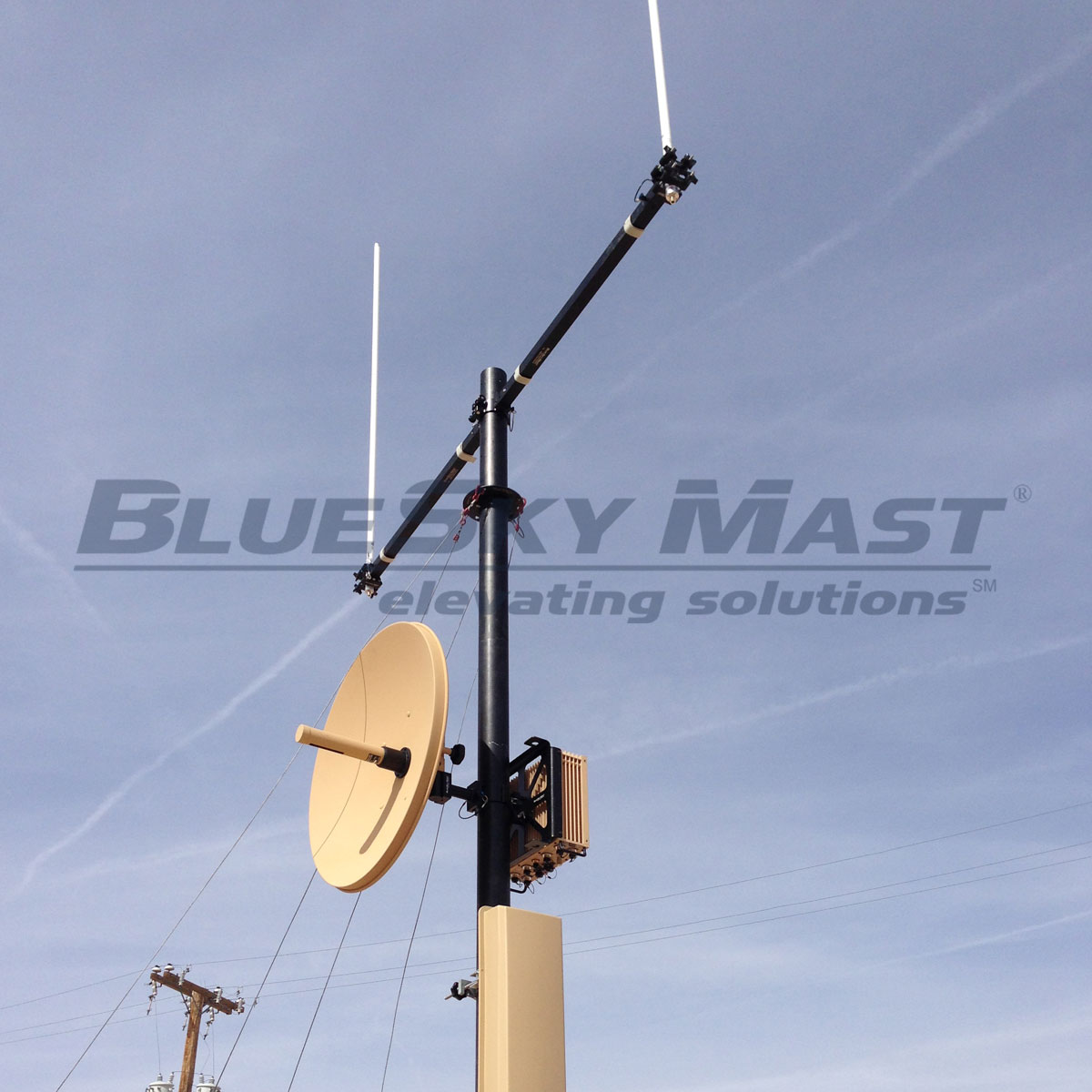 BlueSky Mast 350 Lift Series with tactical radio and wireless data payload, Tactical Communications