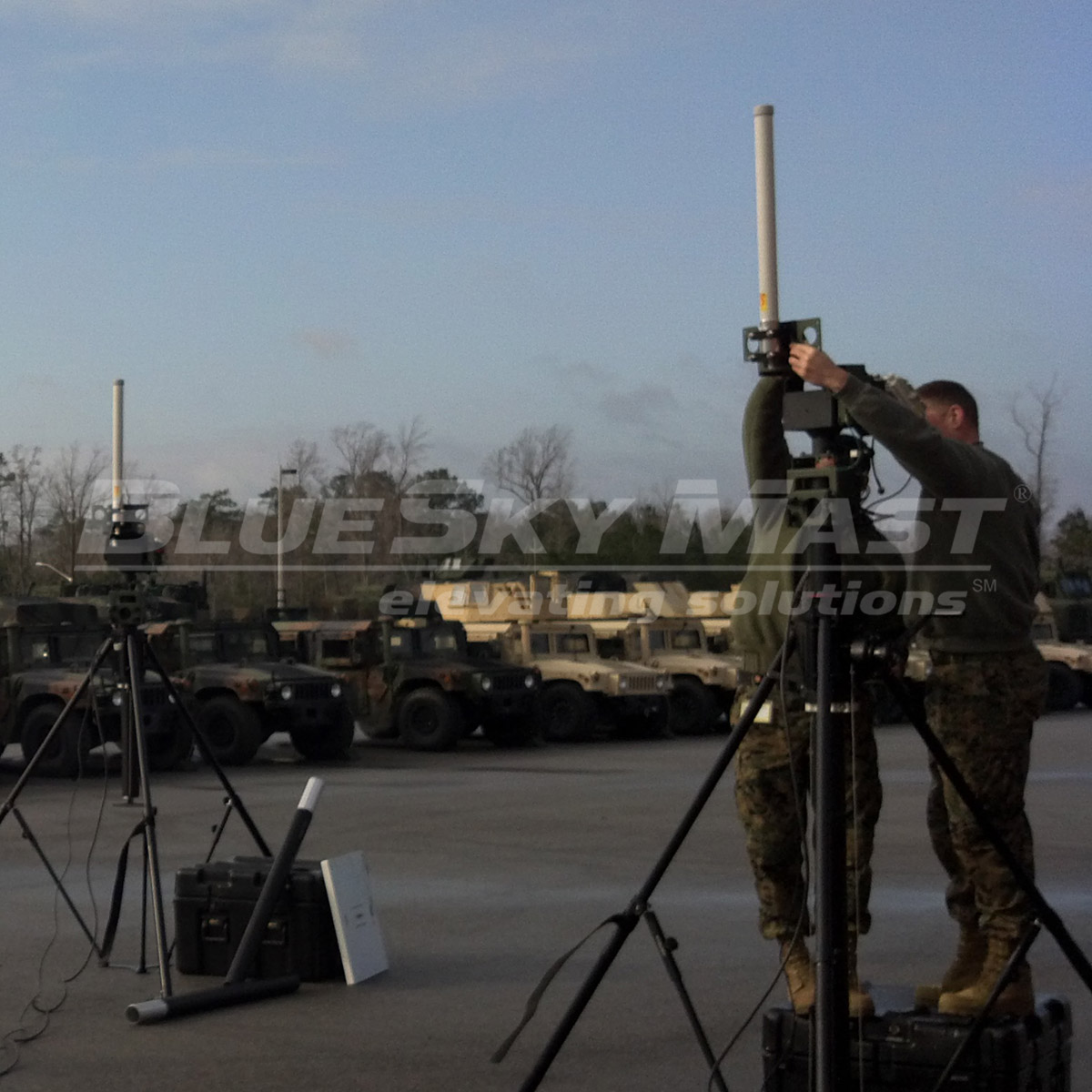 BlueSky Mast 350 Lift Series with tactical radio and wireless data payload, Tactical Communications