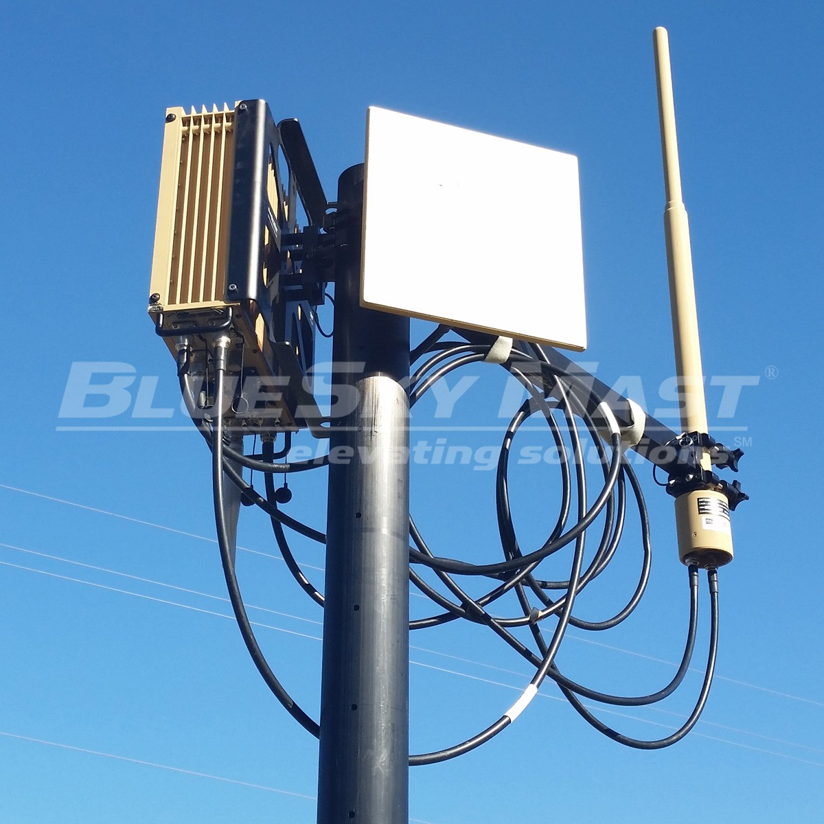 BlueSky Mast 350 Lift Series with tactical radio and wireless data payload, Tactical Communications