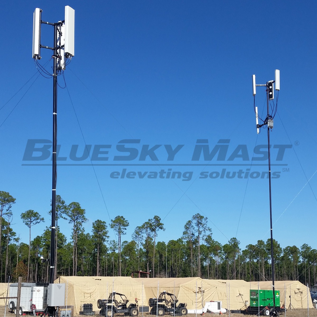 BlueSky Mast 350 Lift Series with tactical radio and wireless data payload, Tactical Communications