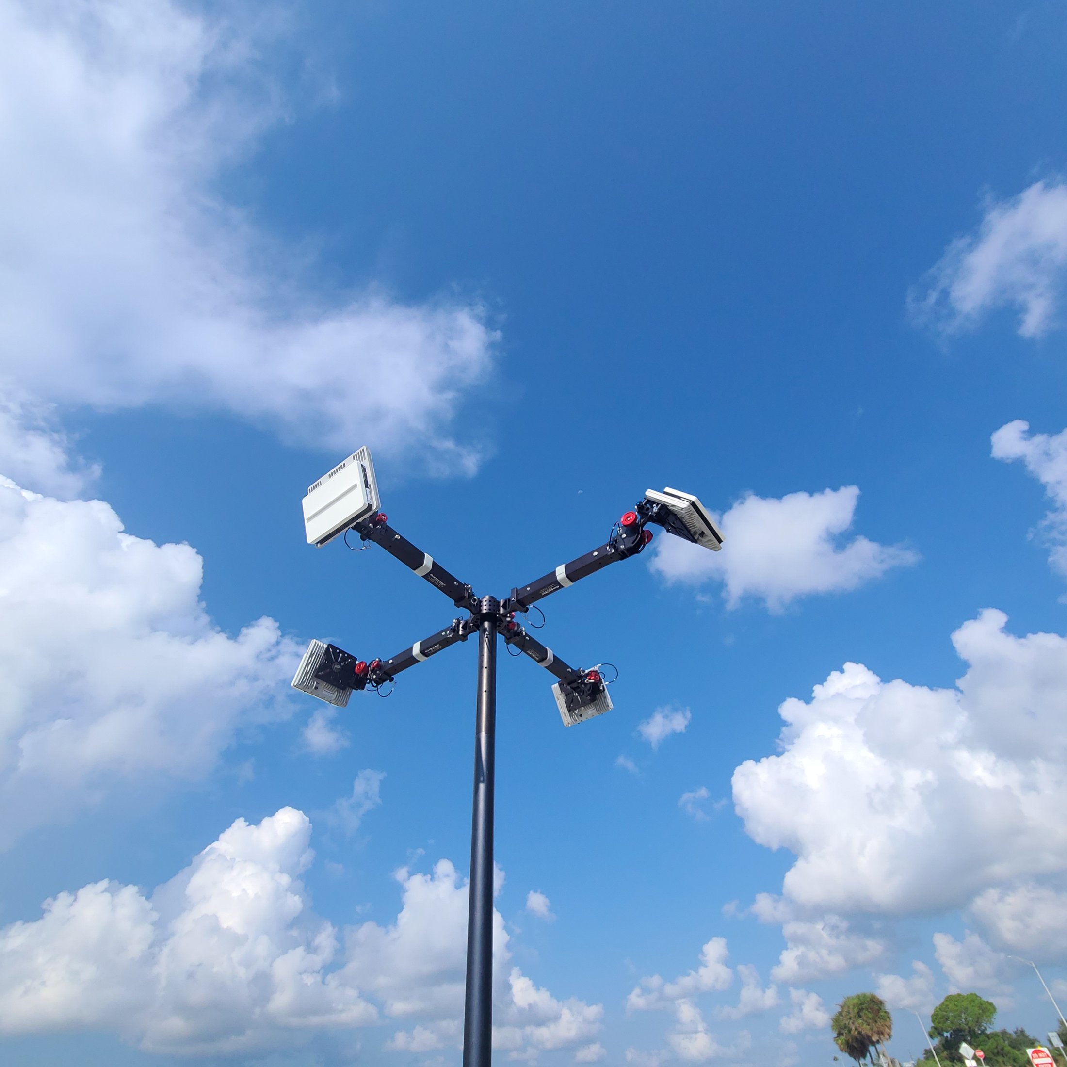 BlueSky Mast with four-radar sensing configuration on side-arm kits, ISR & Sensing