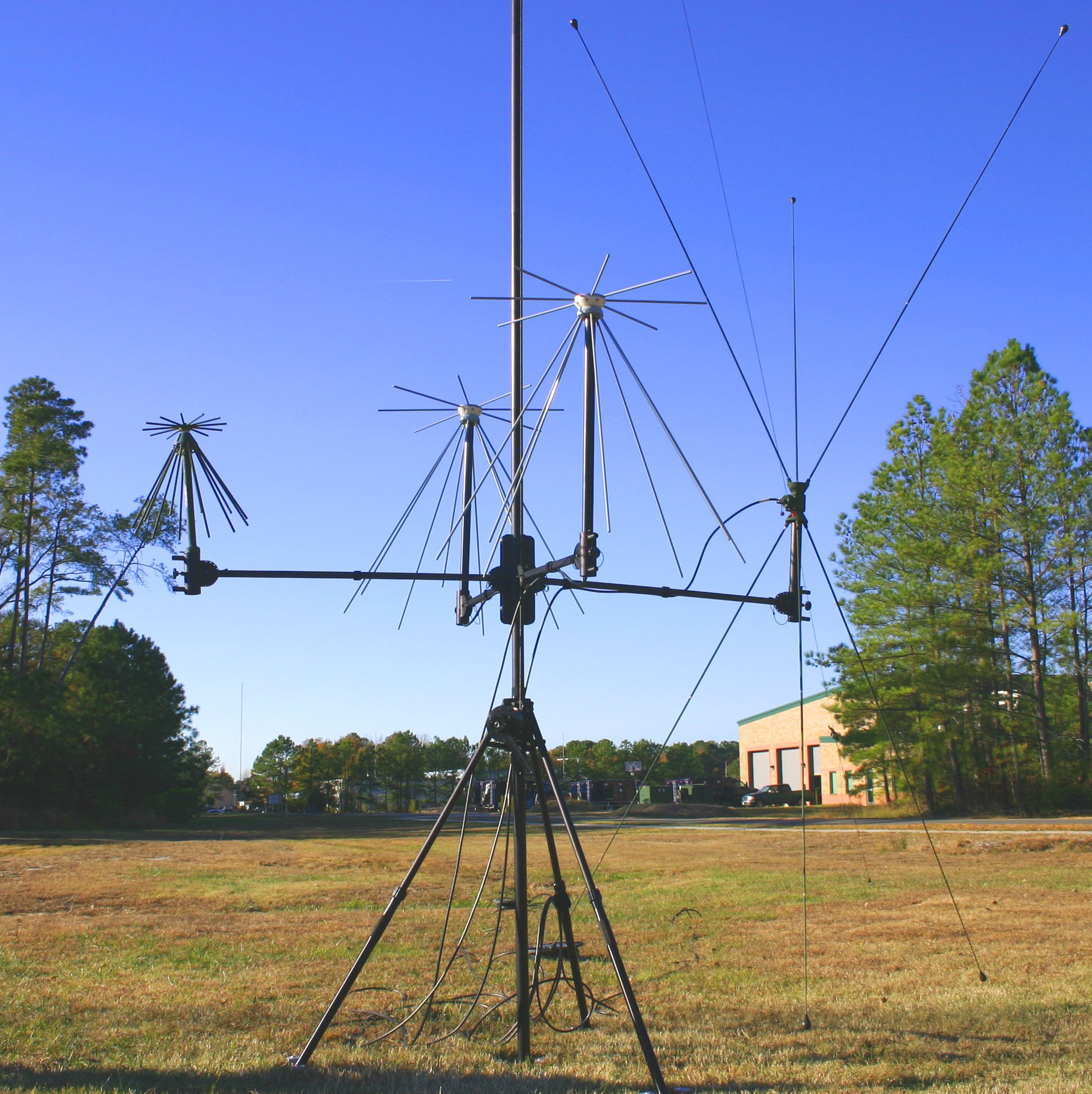BlueSky Mast tripod with multi-element spectrum monitoring antenna array, EW and SIGINT