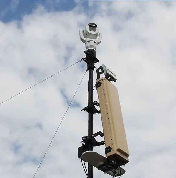 BlueSky Mast 350 Lift Series with ATSC Sentinel security and surveillance system, configuration diagram, ISR and sensing application