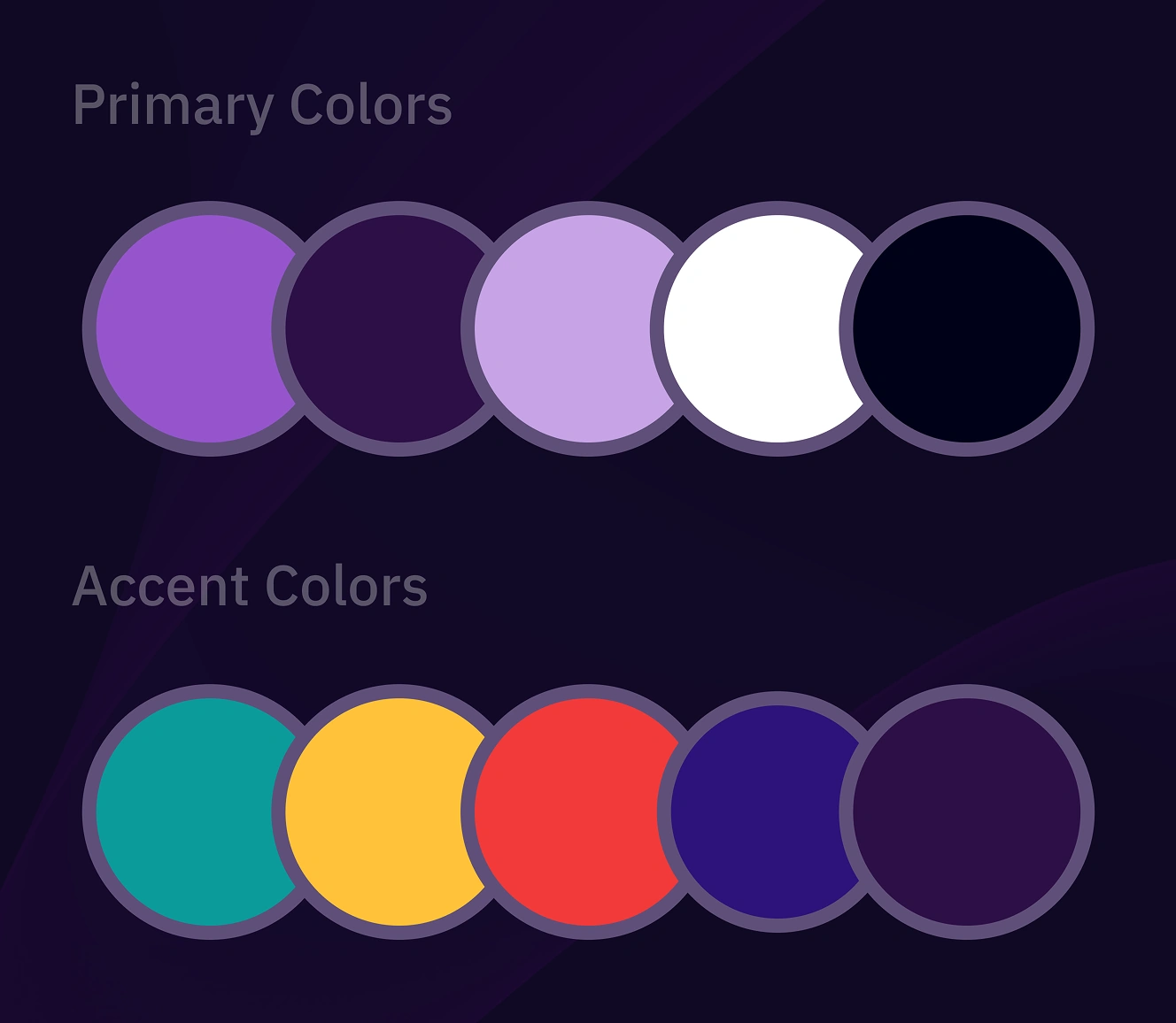 Purple primary palette with teal, yellow, red, and indigo accent colors for casino UI.