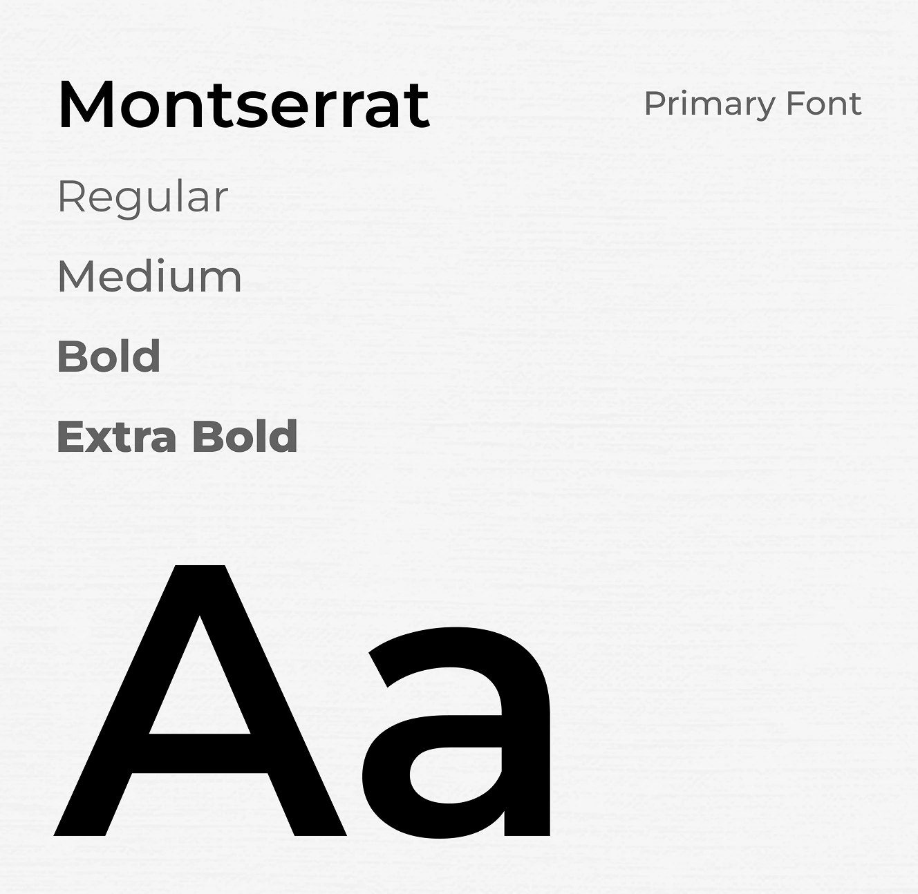 Montserrat typeface specimen card showing font weights and large letterform
