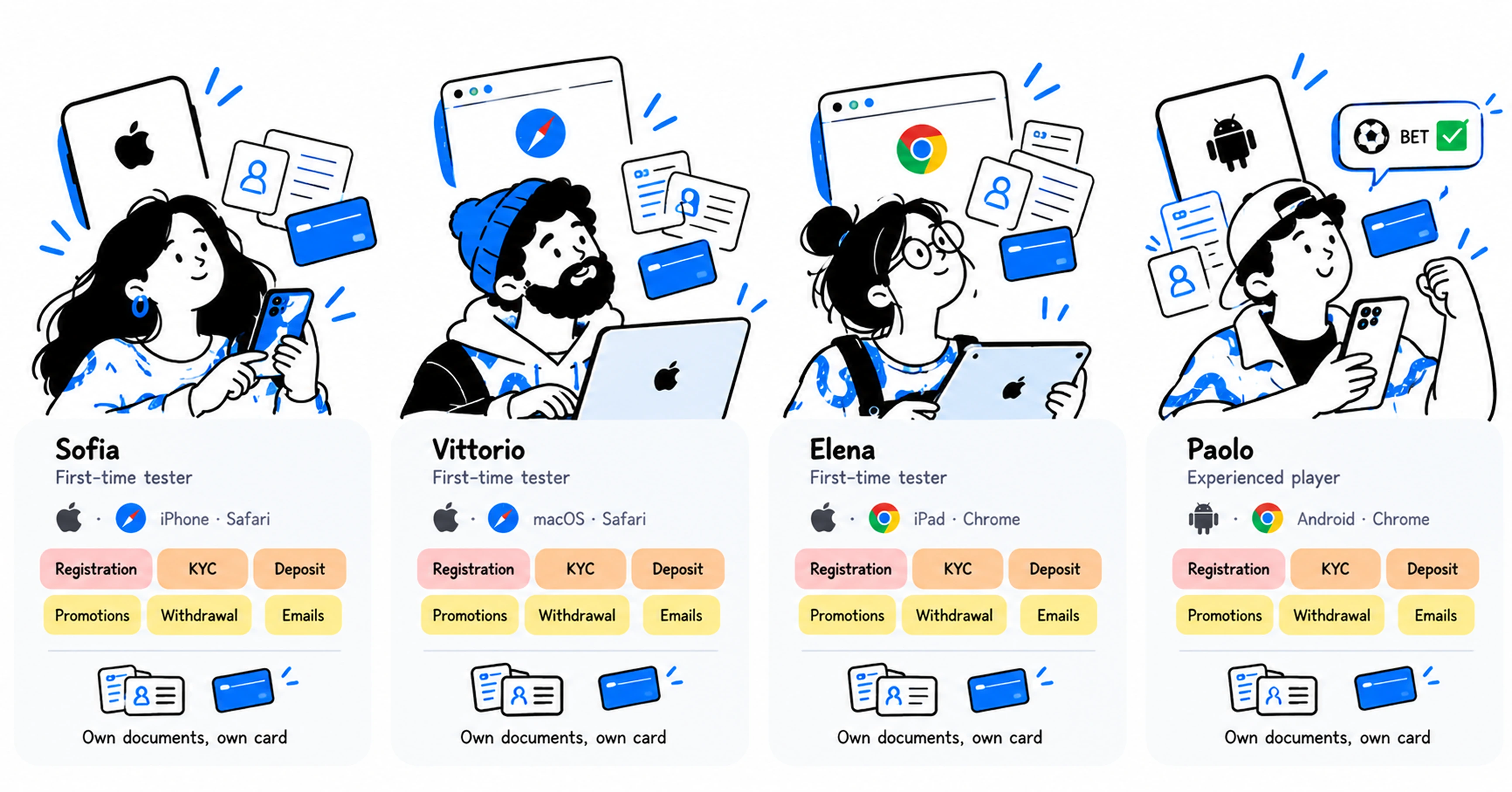 Tester personas for the NetBet audit