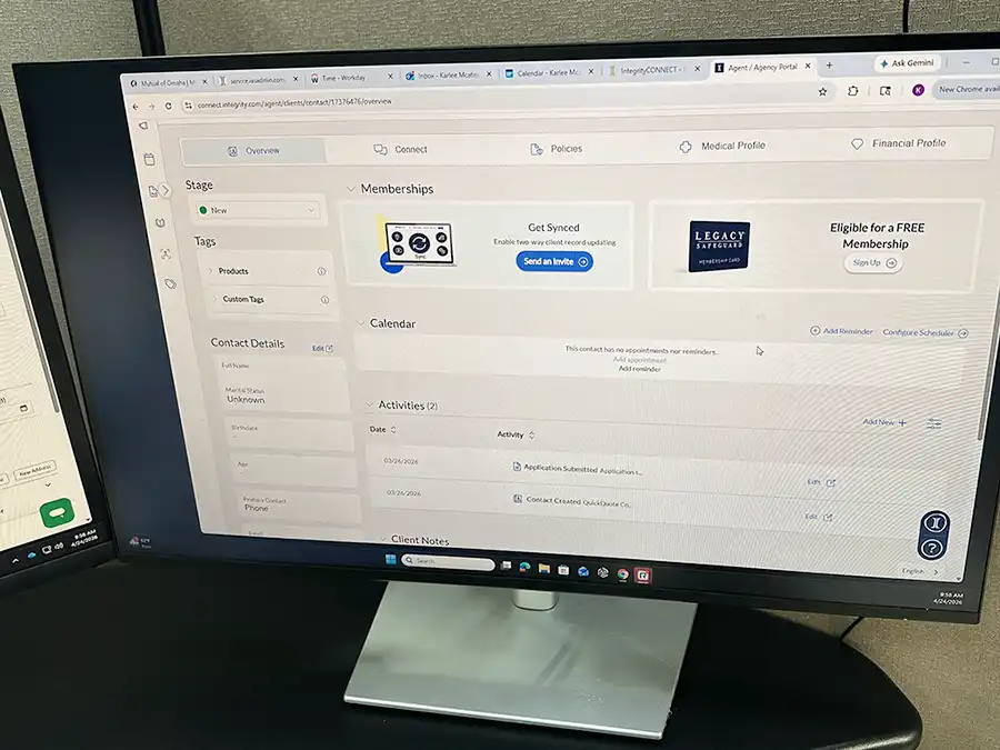 IntegrityCONNECT screen