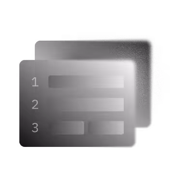 Illustration of a three-step numbered list or form interface with blurred horizontal bars representing text fields.
