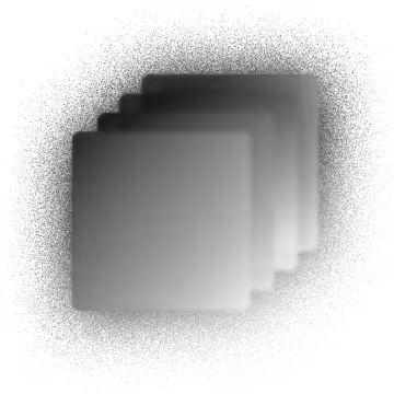 Four overlapping translucent gray square panels fading from front to back on a black background.