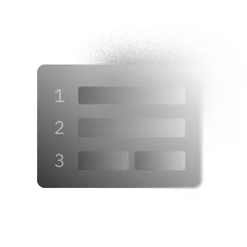 Frosted glass panel showing numbered horizontal bars and rectangular shapes with a blurred background.