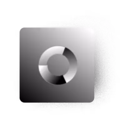 3D gray square block with a circular pie chart shape indented in the center.