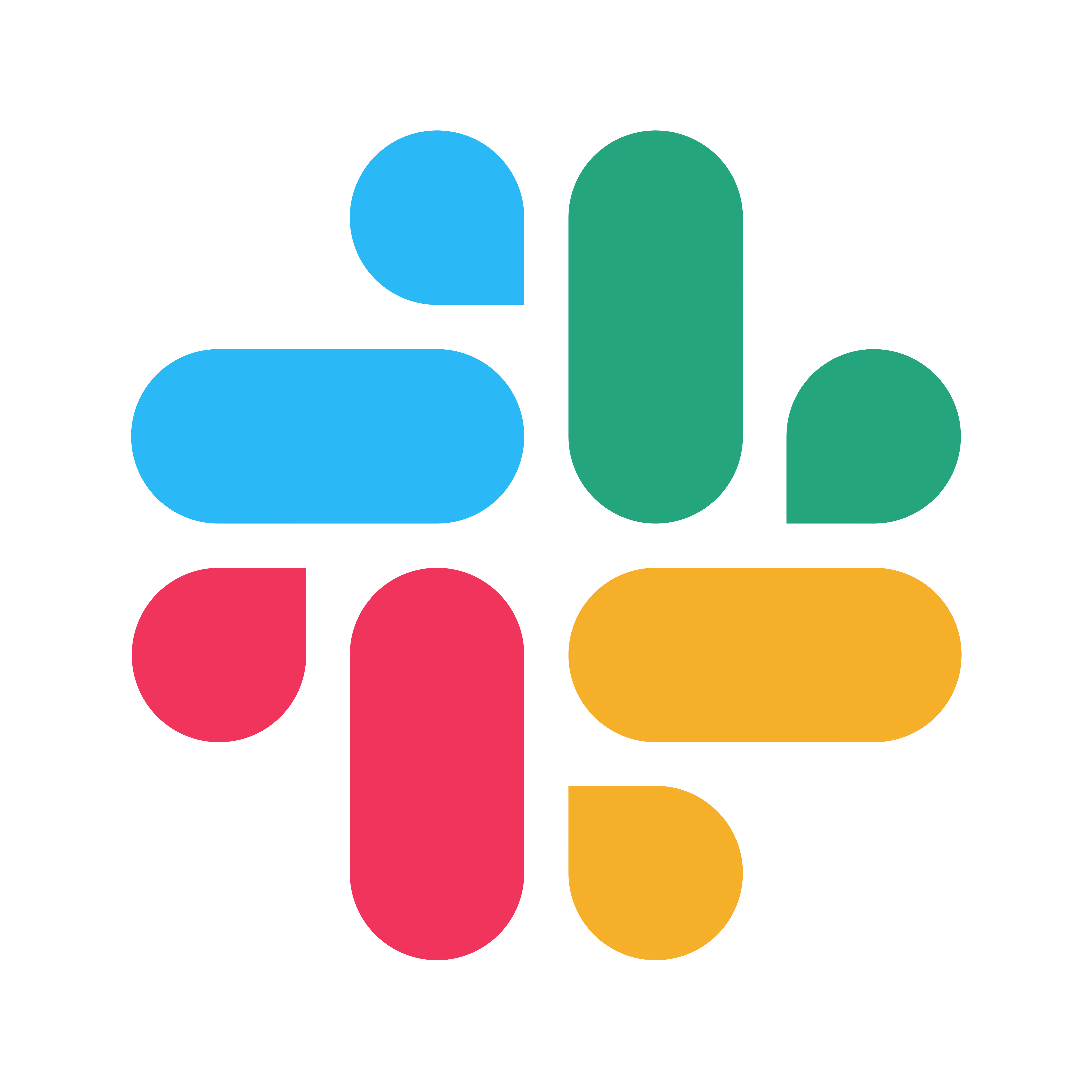 Slack logo with overlapping colored shapes in blue, green, red, and yellow.