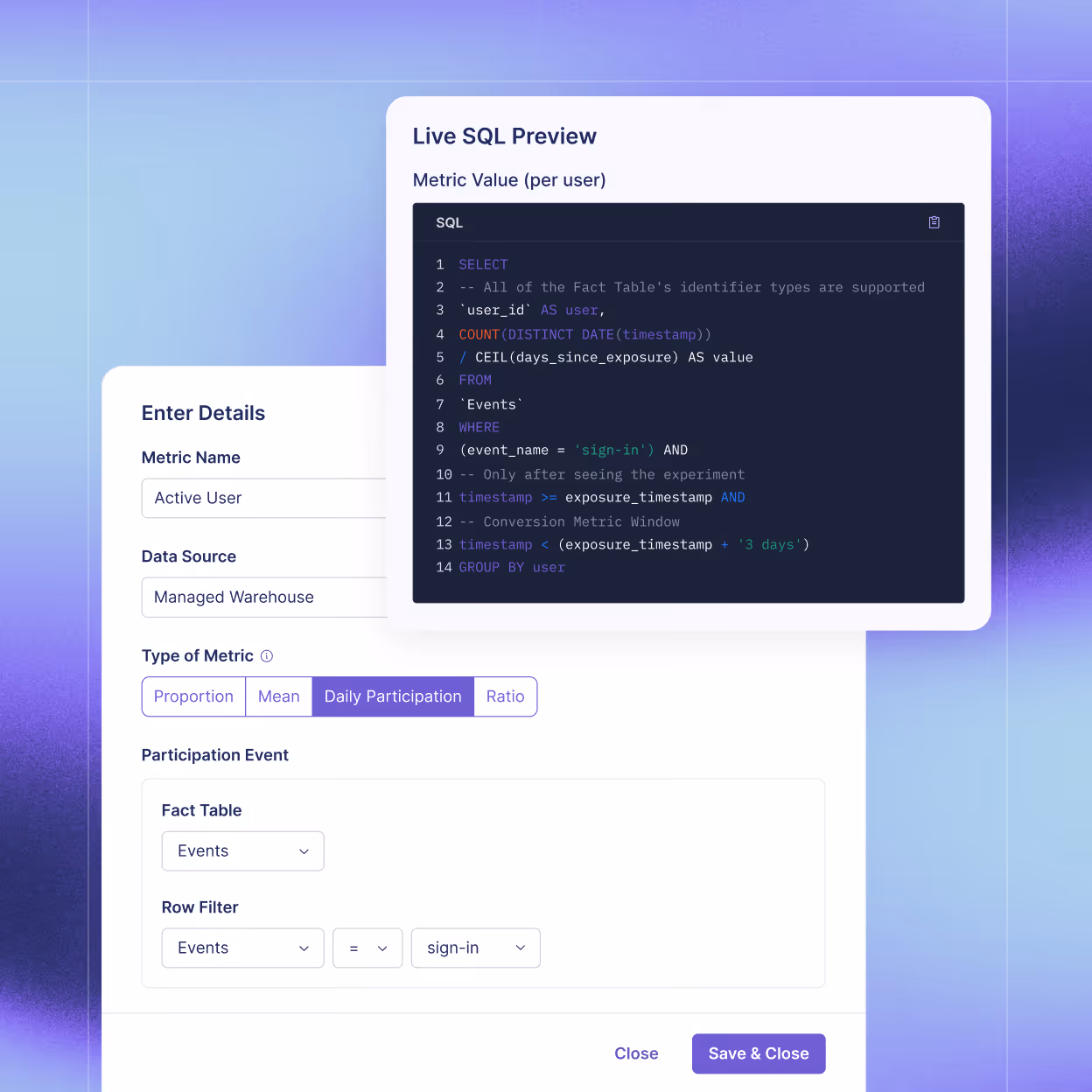 A screenshot of a computer screen with a purple background.