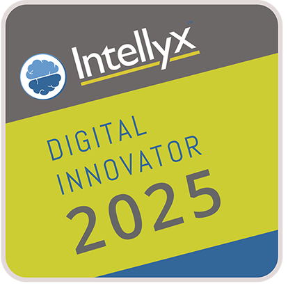 Intellyx Digital Innovator 2025 badge with stylized cloud logo and blue, gray, green color blocks.