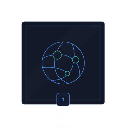 Icon of a globe with connected nodes labeled 'Scope 1 Living Map'.