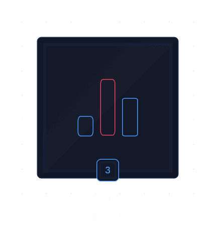 Three vertical bars of different heights in a dark square, numbered 3 below, labeled 'PRIORITIZE Score Risks'.