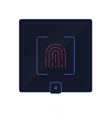 Digital fingerprint in a blue square frame with the number 4 below, labeled Validate with subtitle Live Evidence.