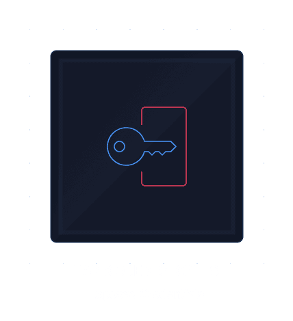 Icon of a blue key entering a red outlined door with the text Hardcoded Secrets and Exposed Credentials below.