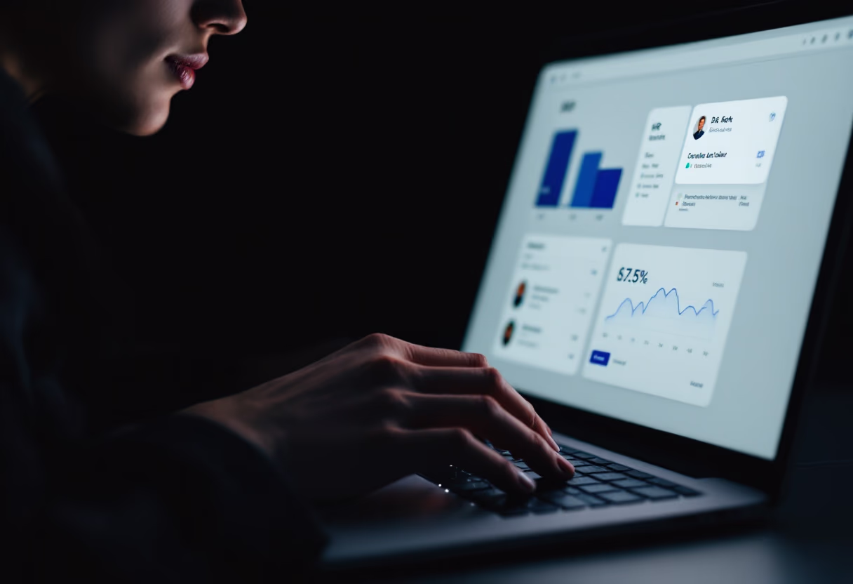 <subject>[interface] image of employee interacting with hr software (for a hr tech)</subject>