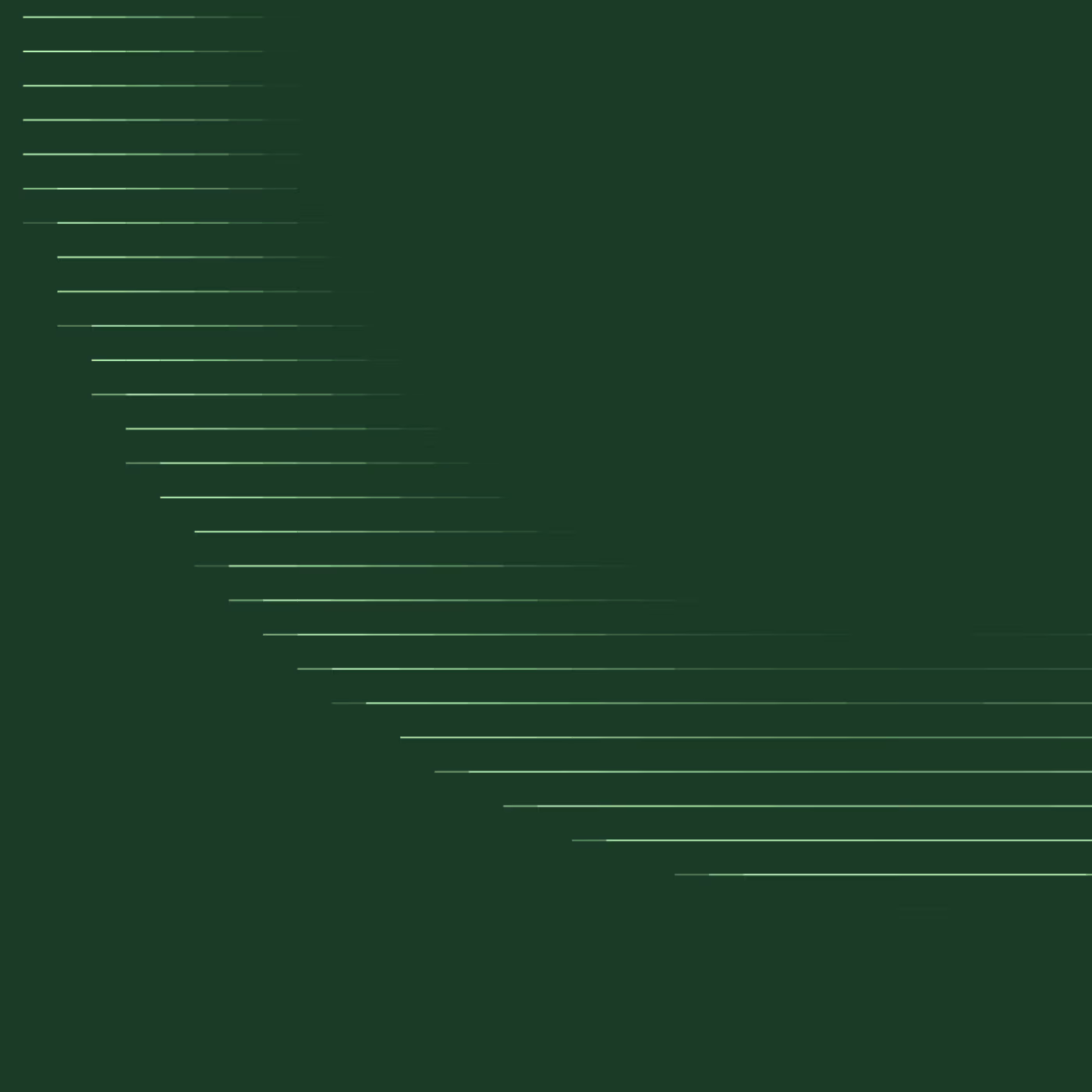 Curved green horizontal lines on dark green background forming a sweeping arc pattern.