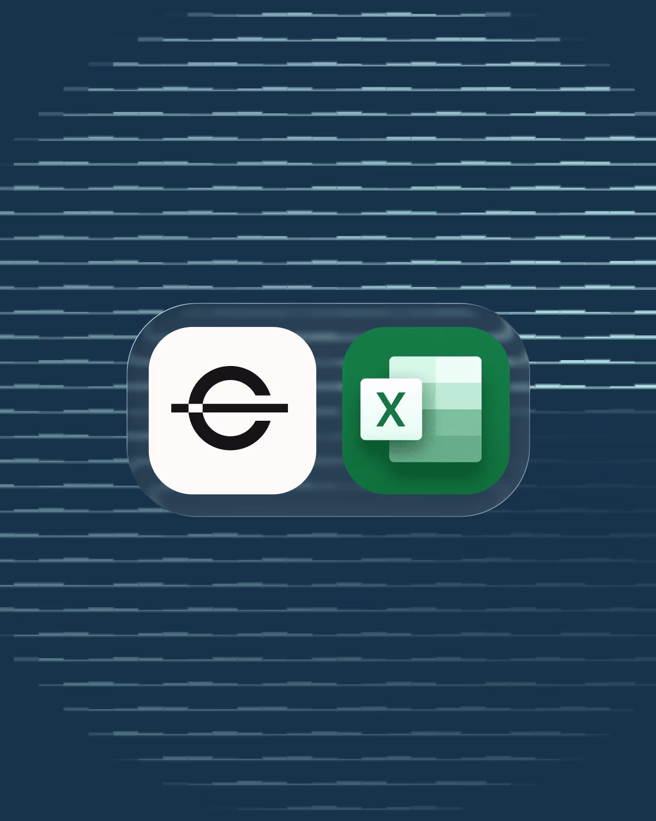 Two app icons side-by-side on a dark blue broken line pattern background.