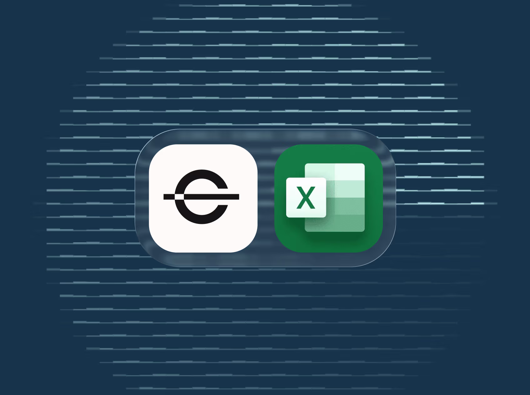 Two app icons, one with a black circle and horizontal line, the other Microsoft Excel icon.