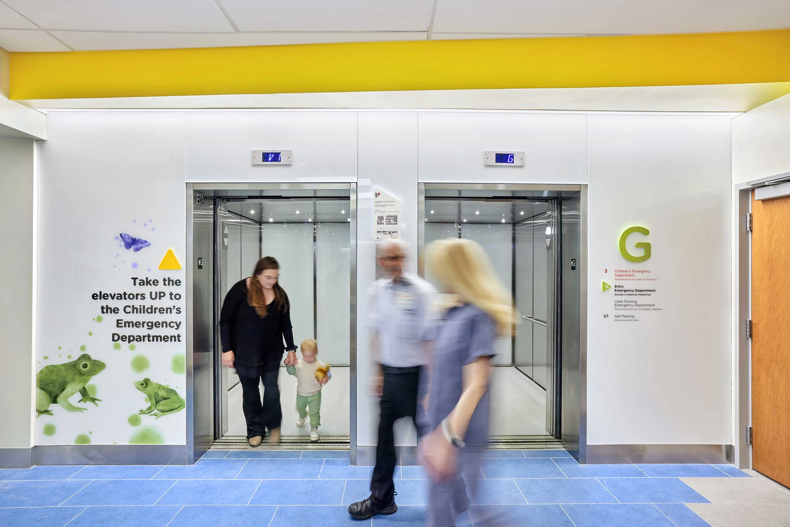 VCU Health Children's Hospital of Richmond — Wonder Tower experiential graphicsIllustrated animal mascot wayfinding graphics, Wonder Tower VCU Health Children's Hospital Richmond