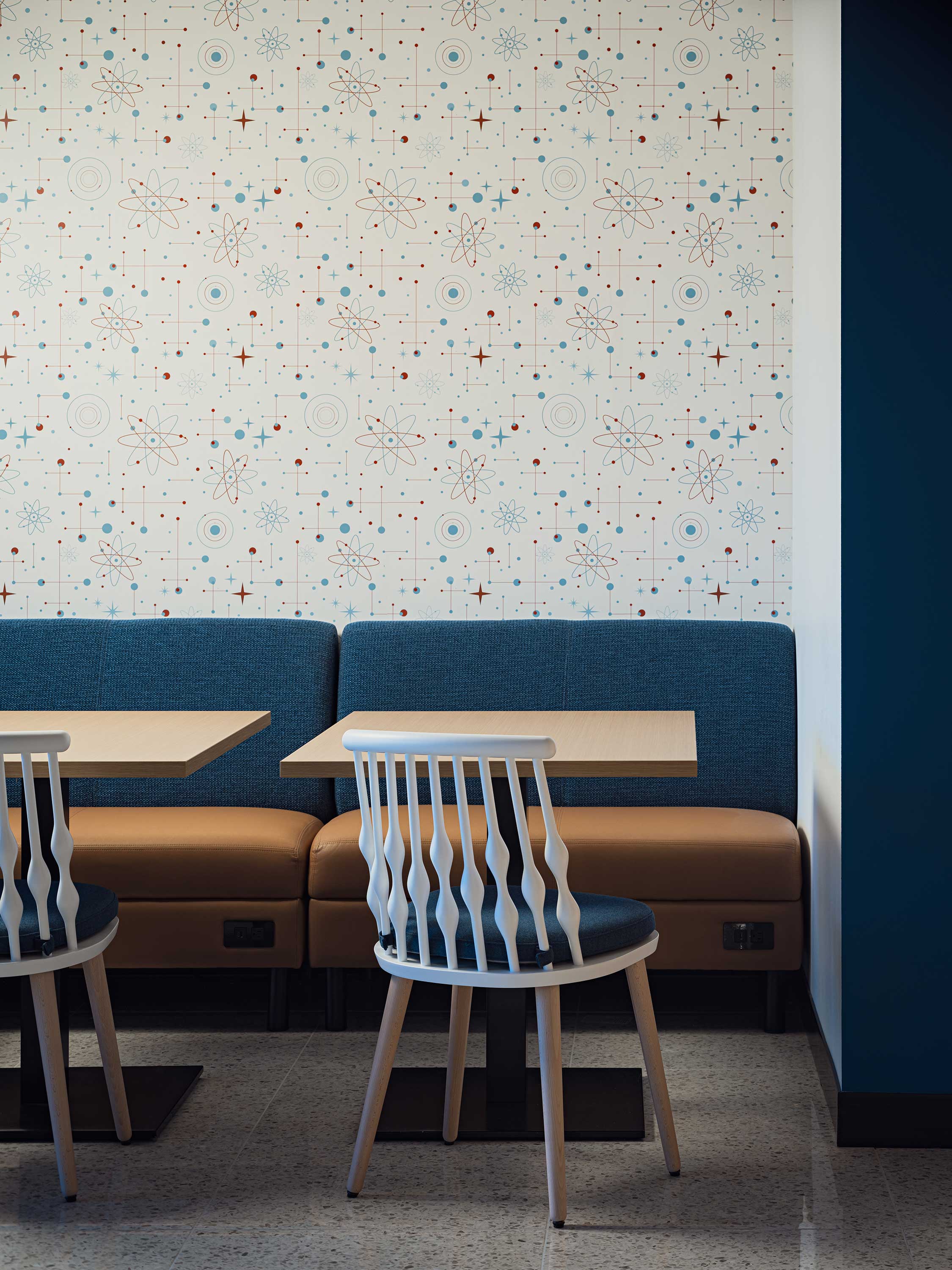 Archival APS imagery and community graphics woven into mid-century modern building renovation, Deer Valley Campus